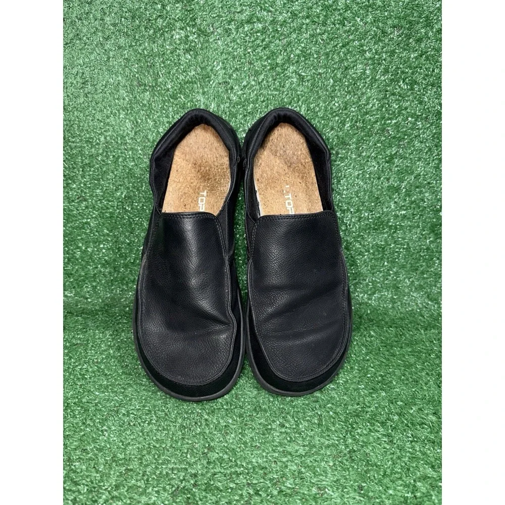 Pulltop Barefoot Minimalist Mens Size 10 Black Leather Slip On Walking Shoes